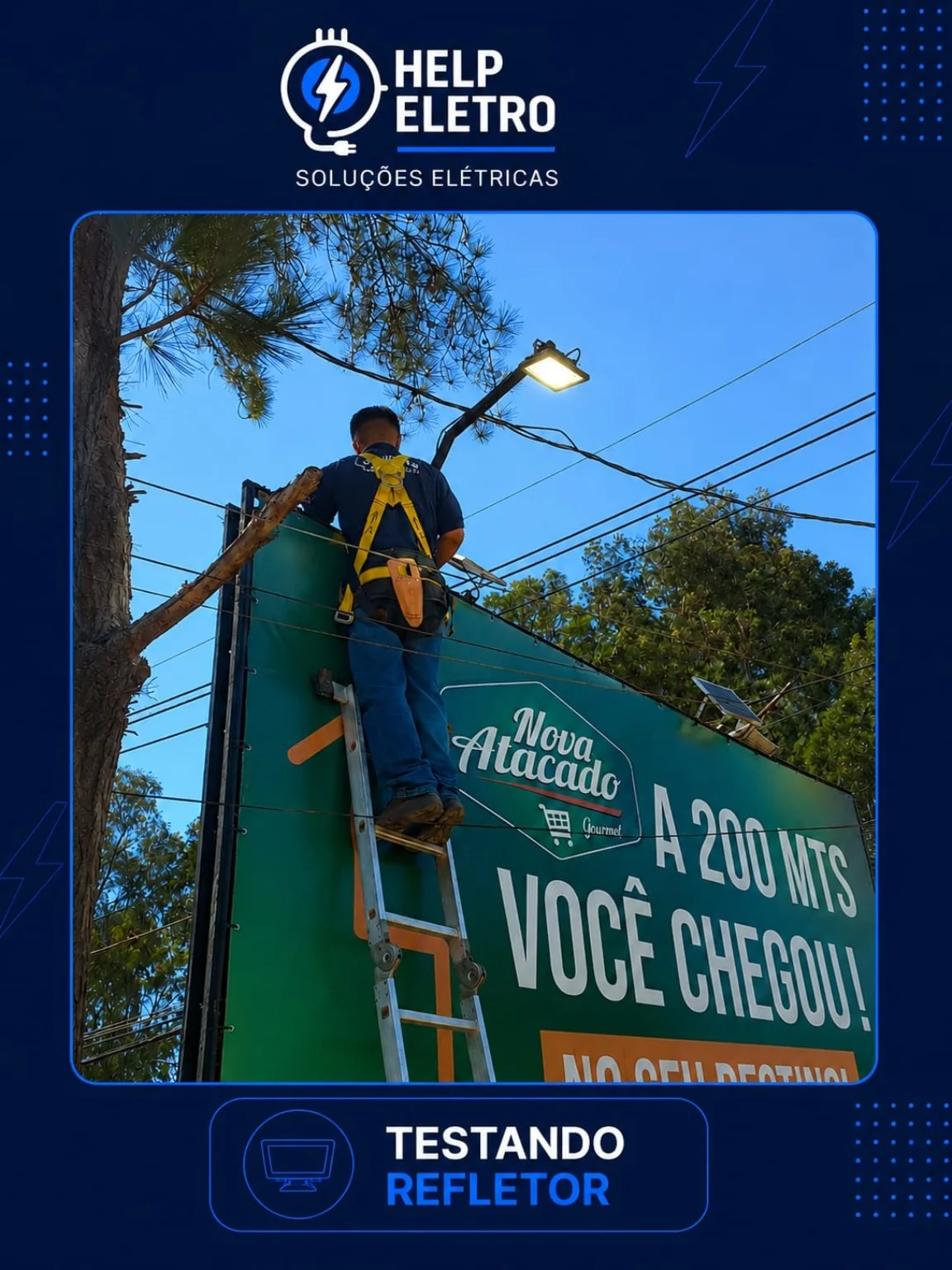 Instalação de refletor e iluminação