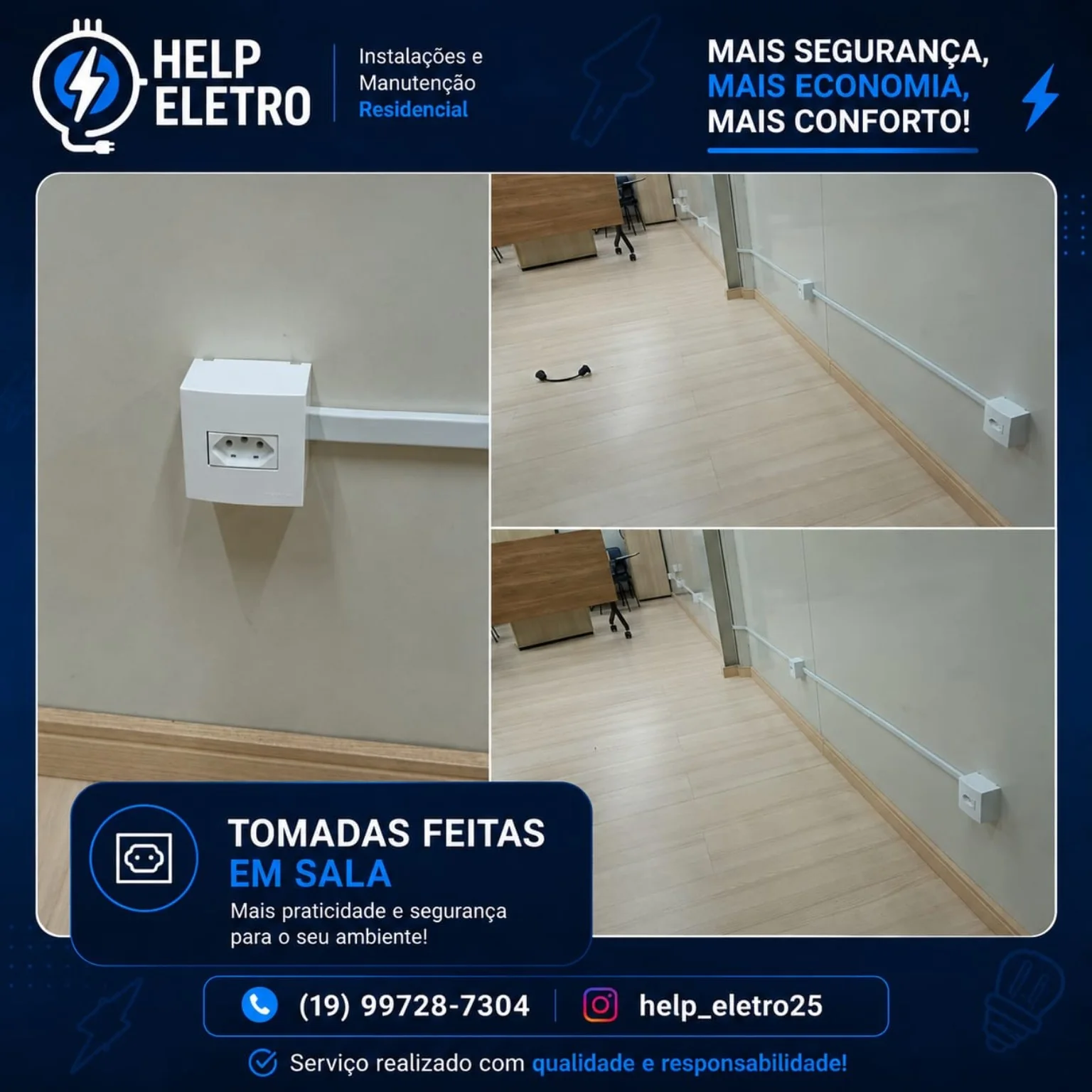 Instalação de tomadas em sala